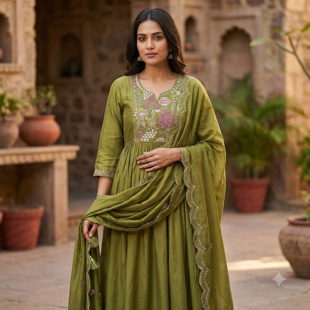 Green Chanderi Silk Salwar | 11466
