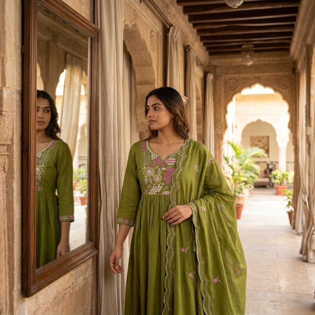 Green Chanderi Silk Salwar | 11466