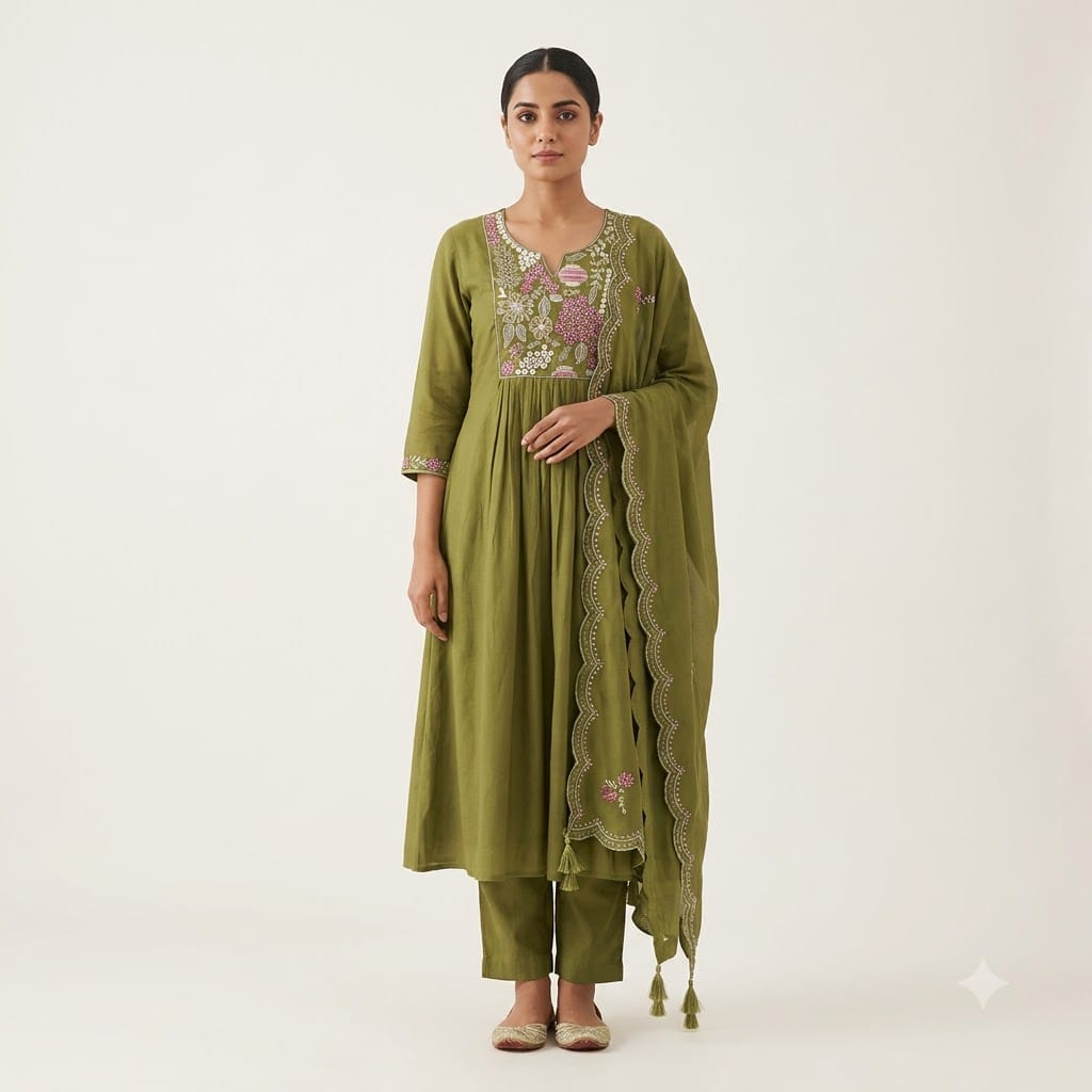 Green Chanderi Silk Salwar | 11466