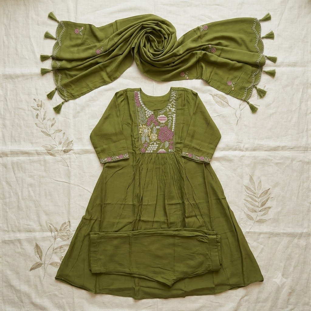 Green Chanderi Silk Salwar | 11466