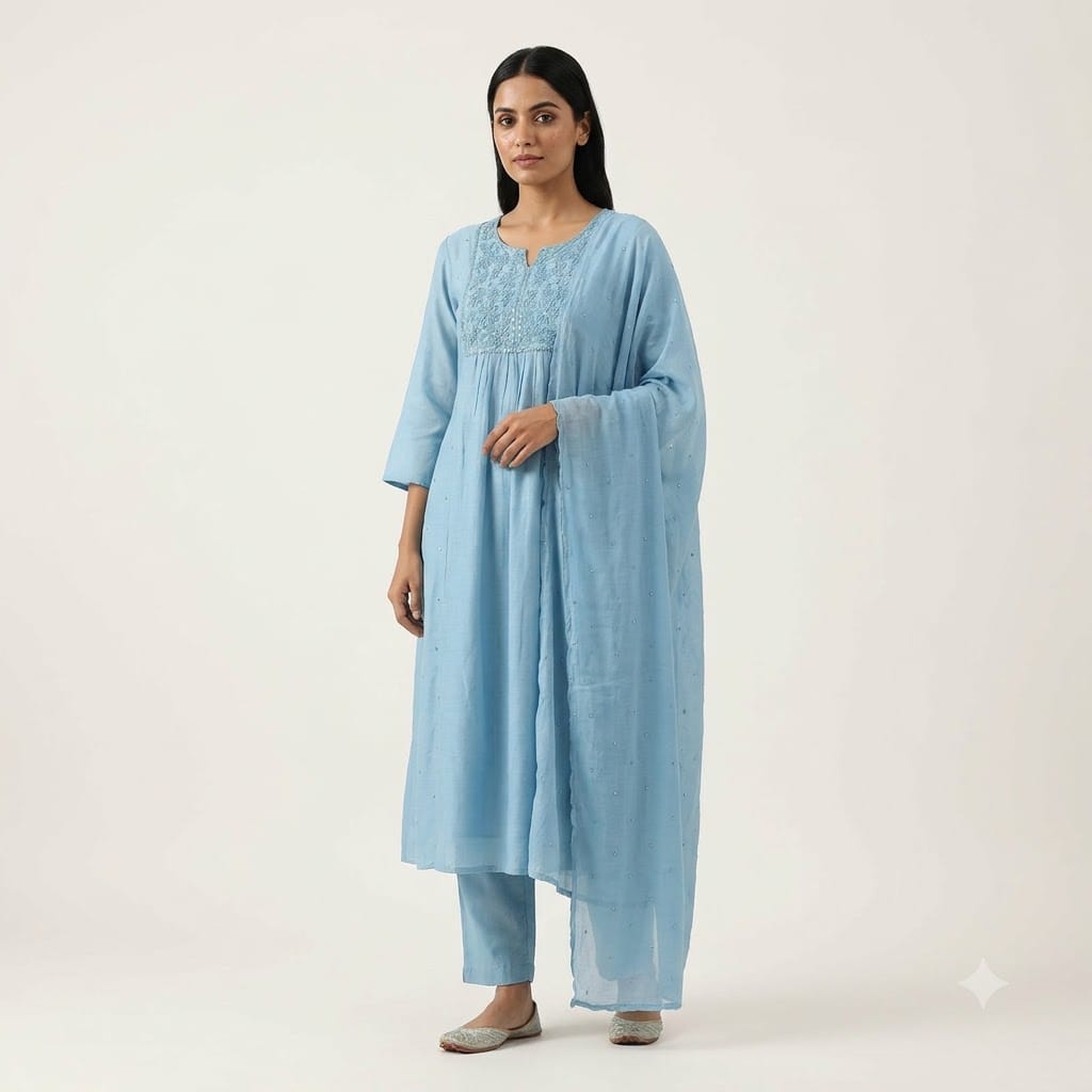 Blue Chanderi Silk Salwar | 11492
