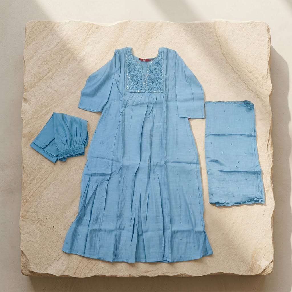 Blue Chanderi Silk Salwar | 11492