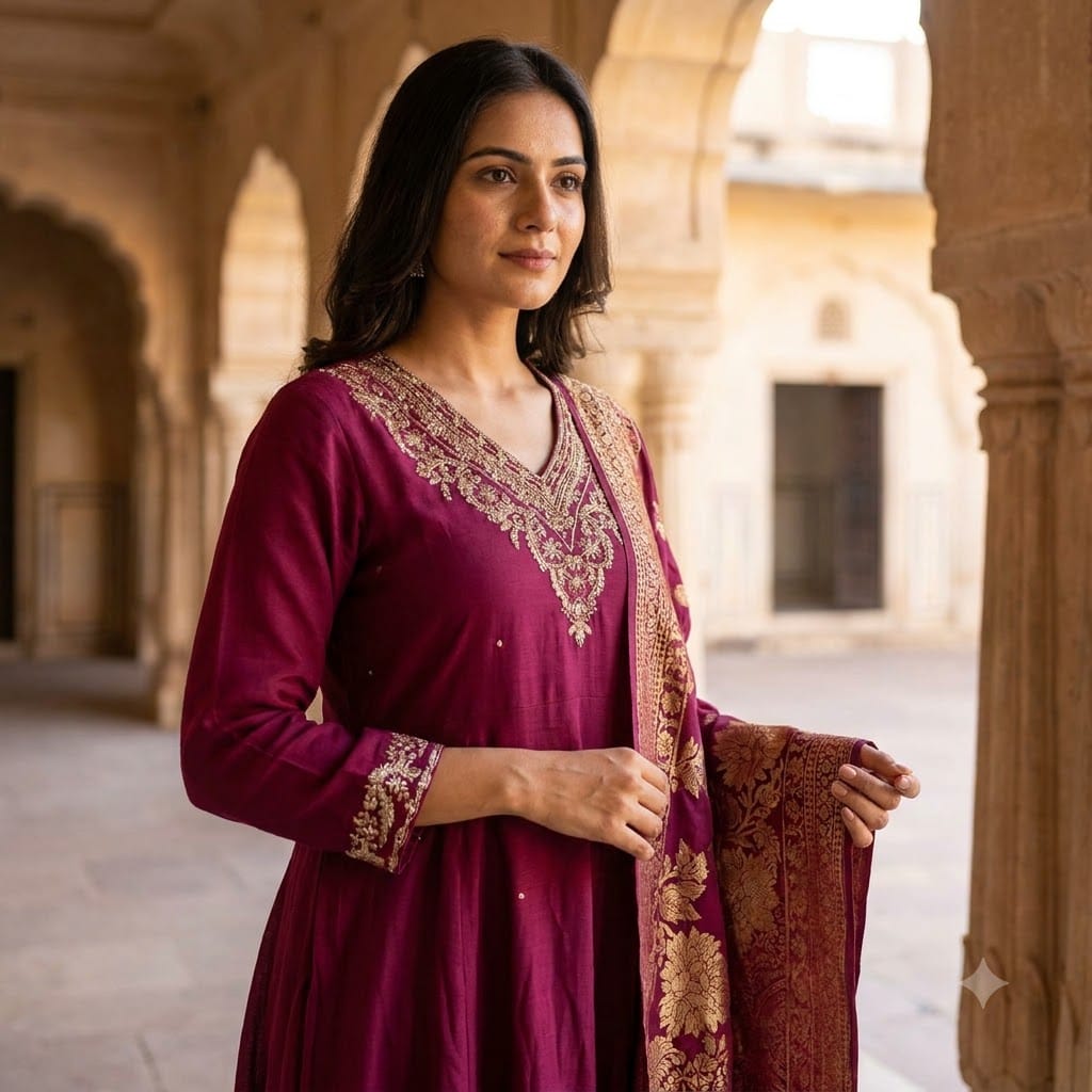 Deep Wine Cotton Silk Salwar | 11476