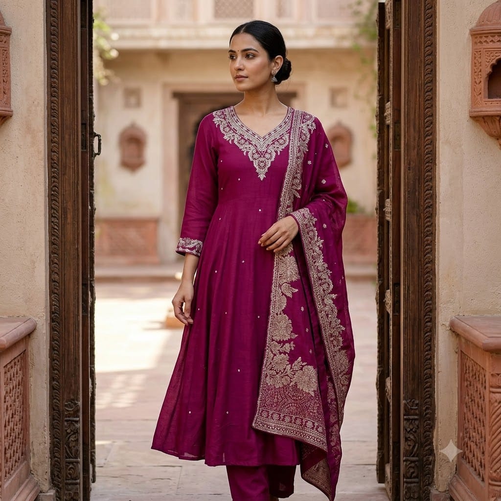Deep Wine Cotton Silk Salwar | 11476