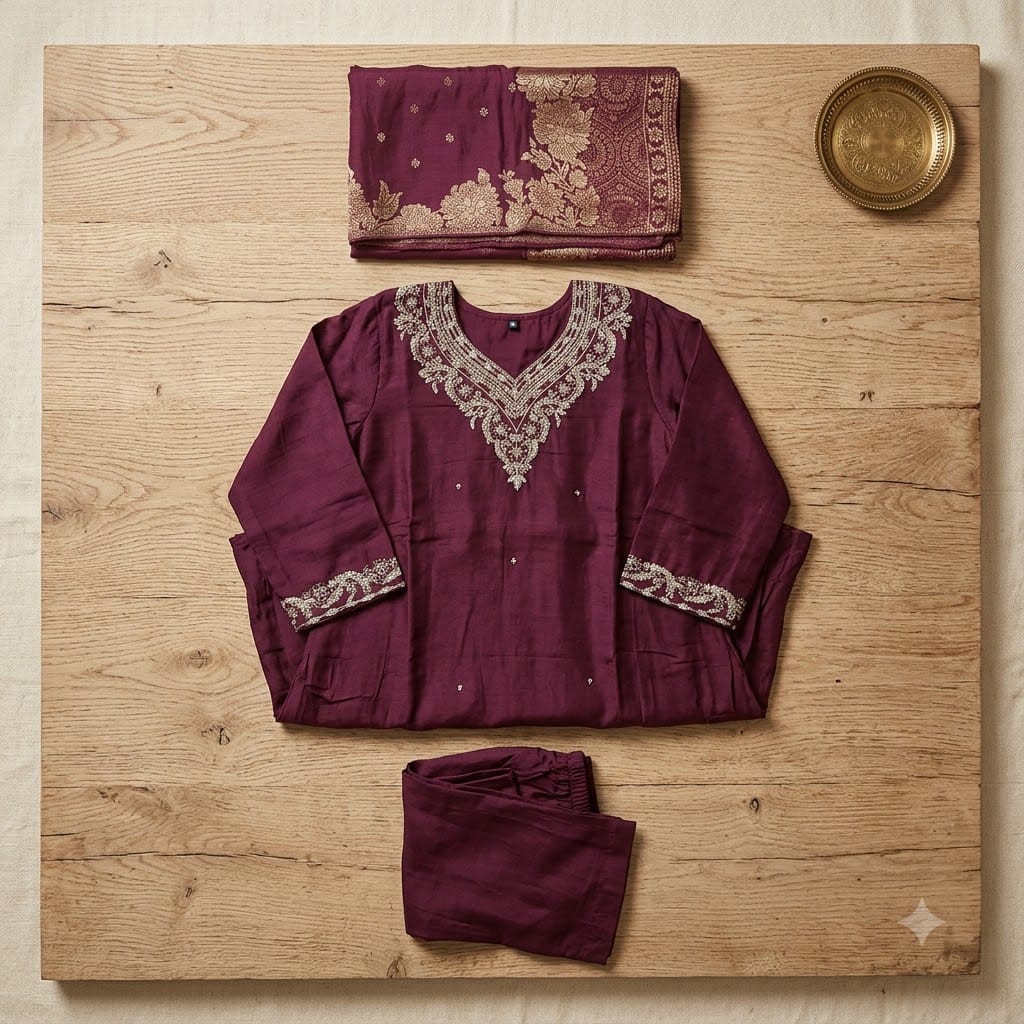Deep Wine Cotton Silk Salwar | 11476