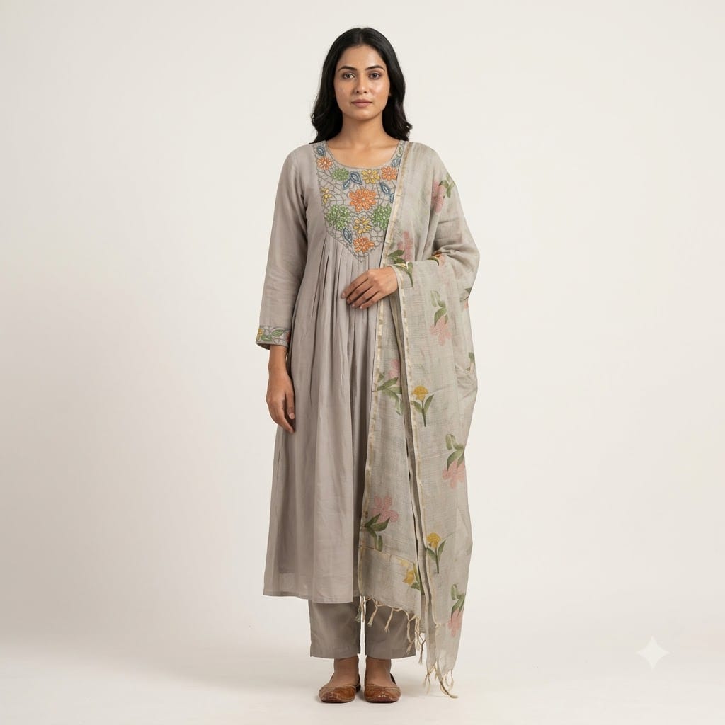 Taupe Chanderi Silk Salwar | 11473