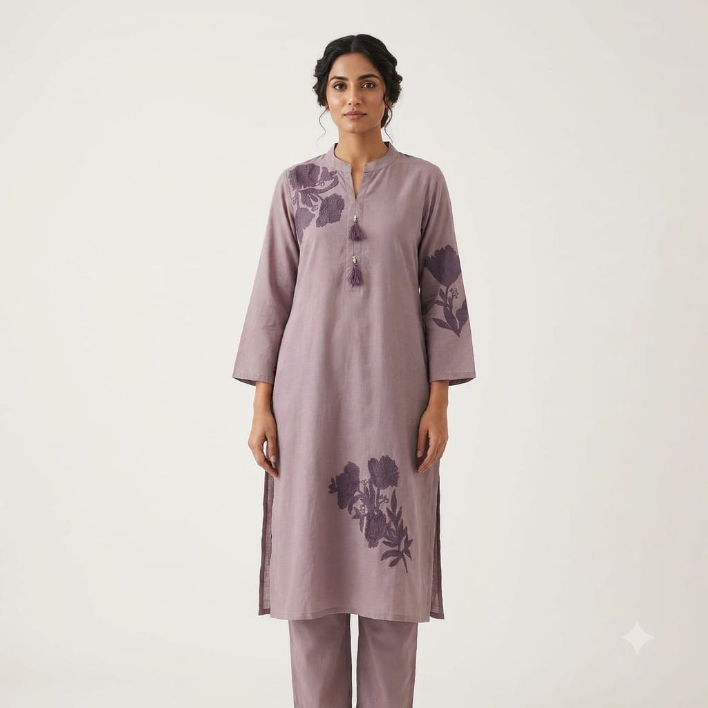 Mauve Chanderi Silk Co-ord Set | 11496