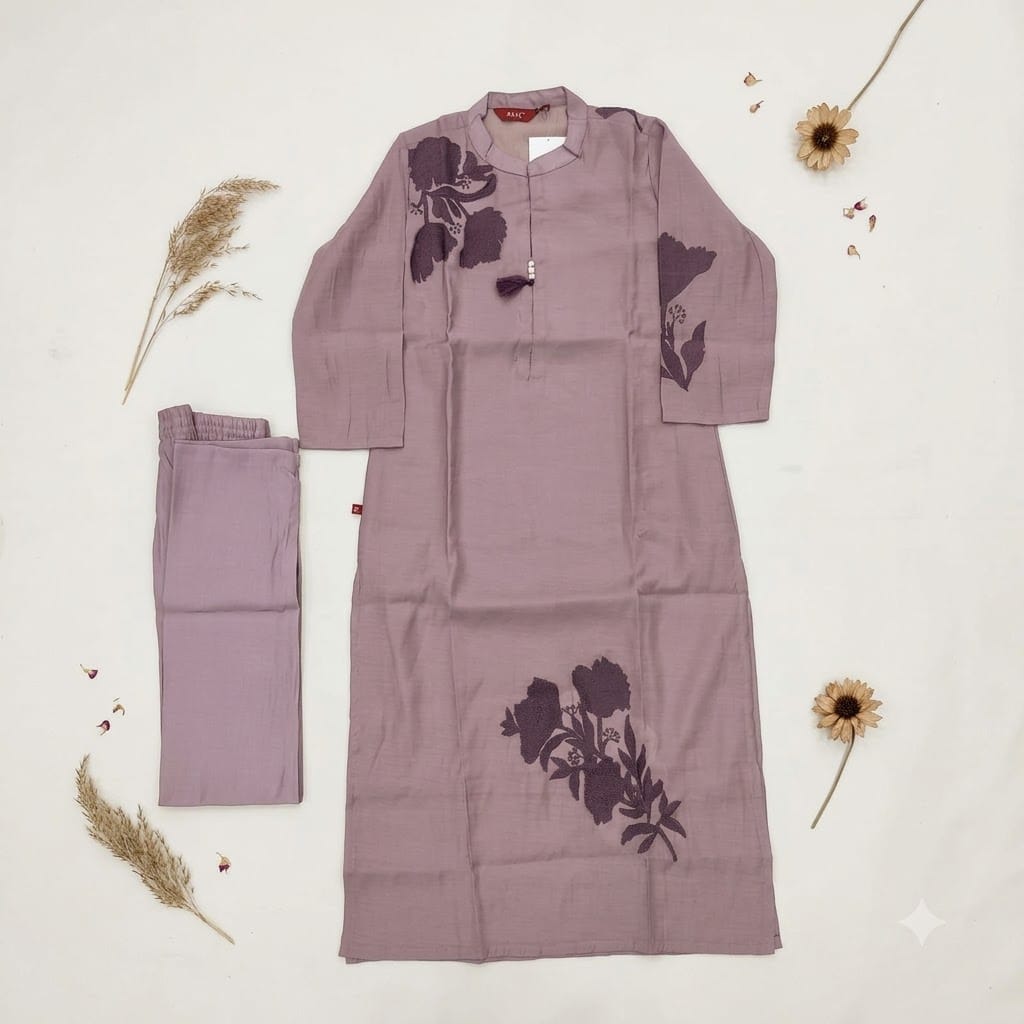 Mauve Chanderi Silk Co-ord Set | 11496