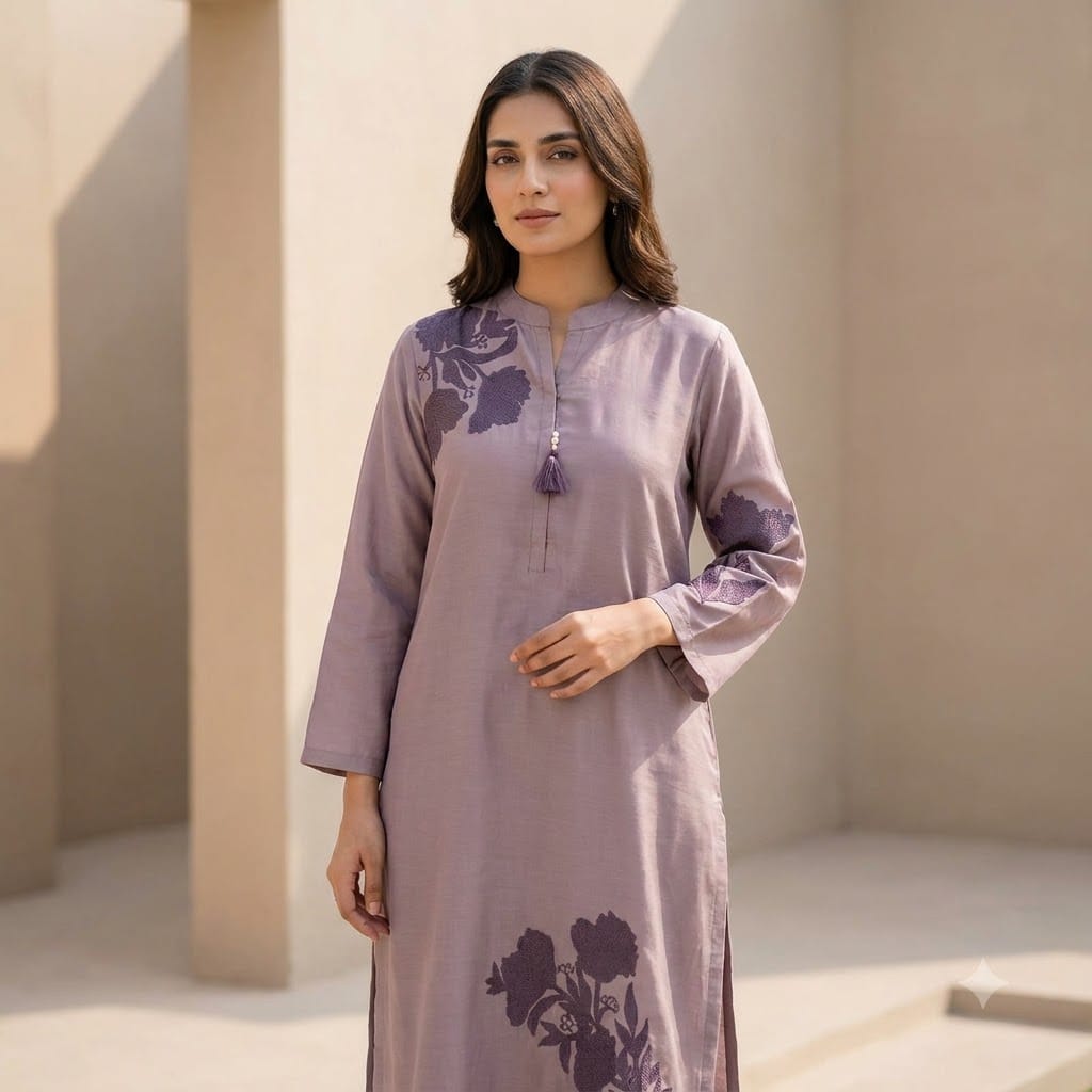 Mauve Chanderi Silk Co-ord Set | 11496
