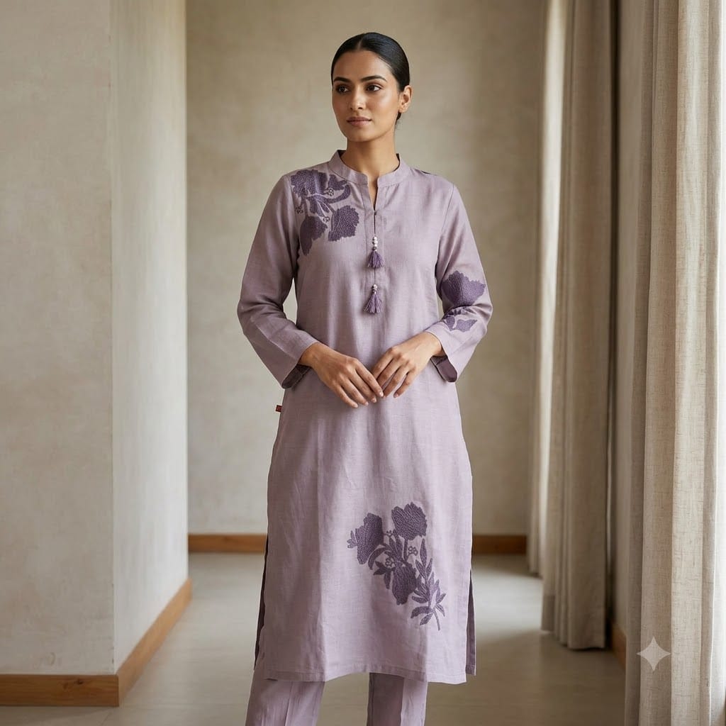 Mauve Chanderi Silk Co-ord Set | 11496