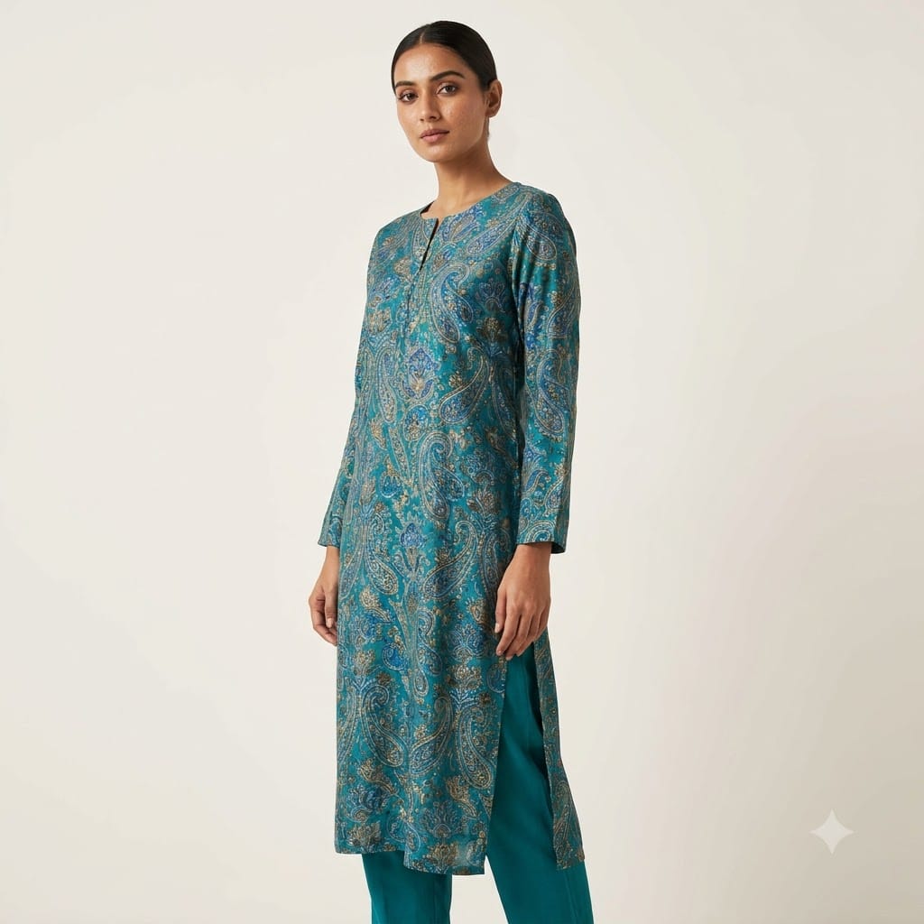 Blue Cotton Silk Co-ord Set | 11494