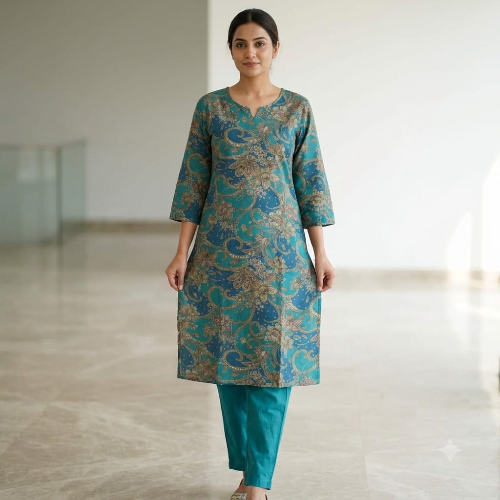 Blue Cotton Silk Co-ord Set | 11494