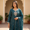 Dark Teal Chanderi Silk Salwar | 11502