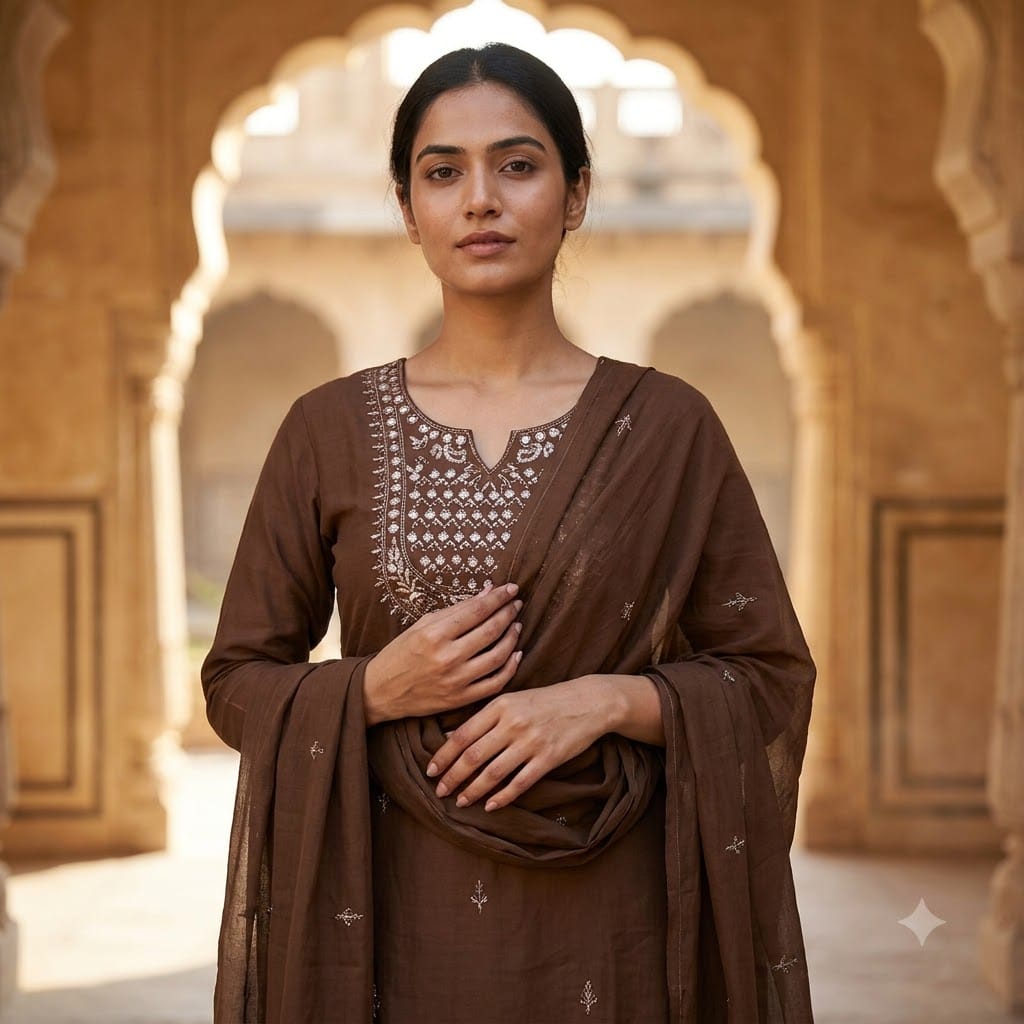 Brown Chanderi Silk Salwar | 11504