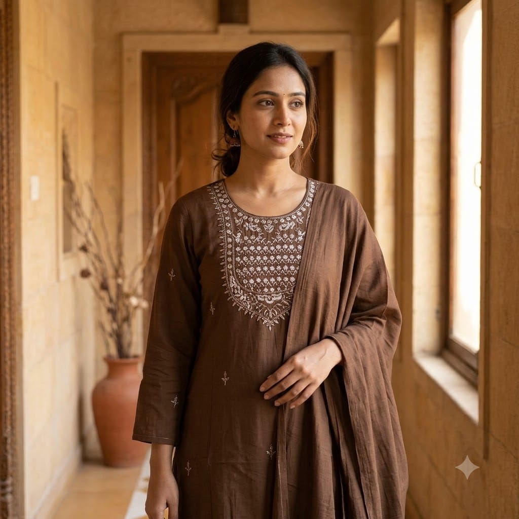 Brown Chanderi Silk Salwar | 11504