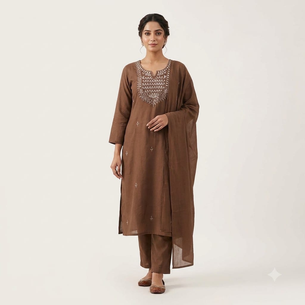 Brown Chanderi Silk Salwar | 11504
