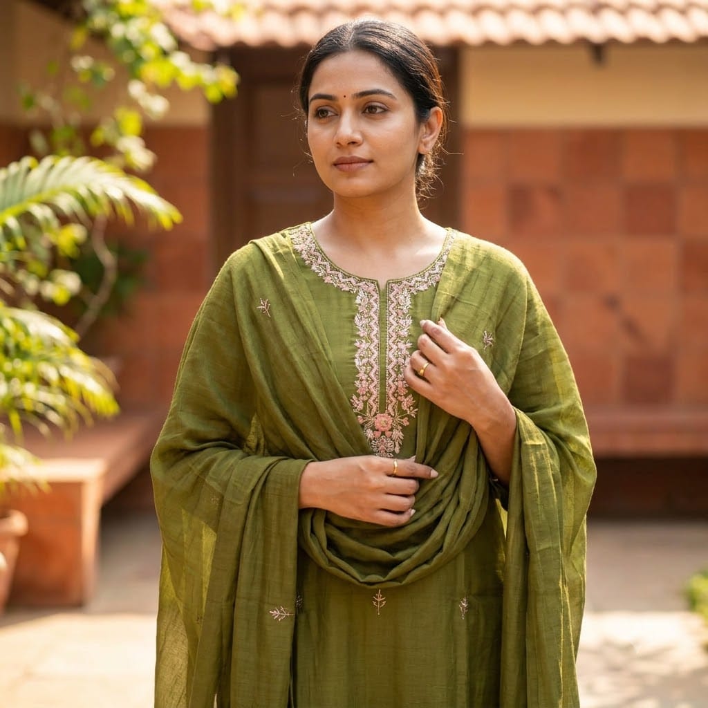 Green Chanderi Silk Salwar | 11504