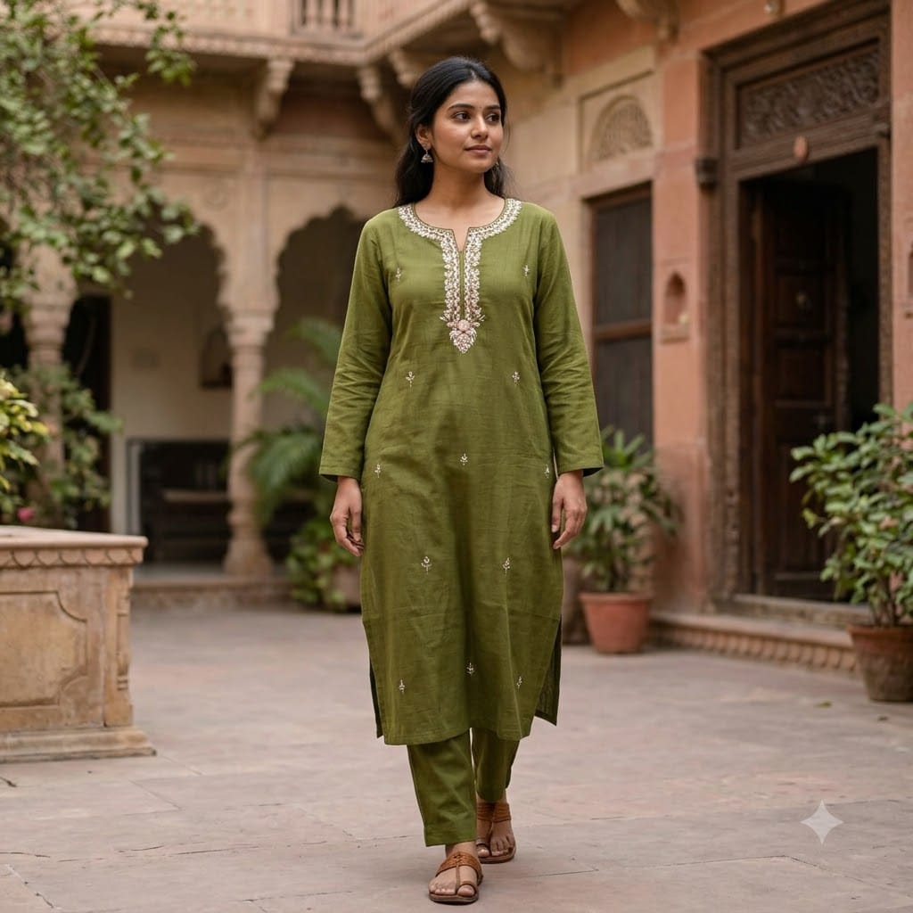 Green Chanderi Silk Salwar | 11504