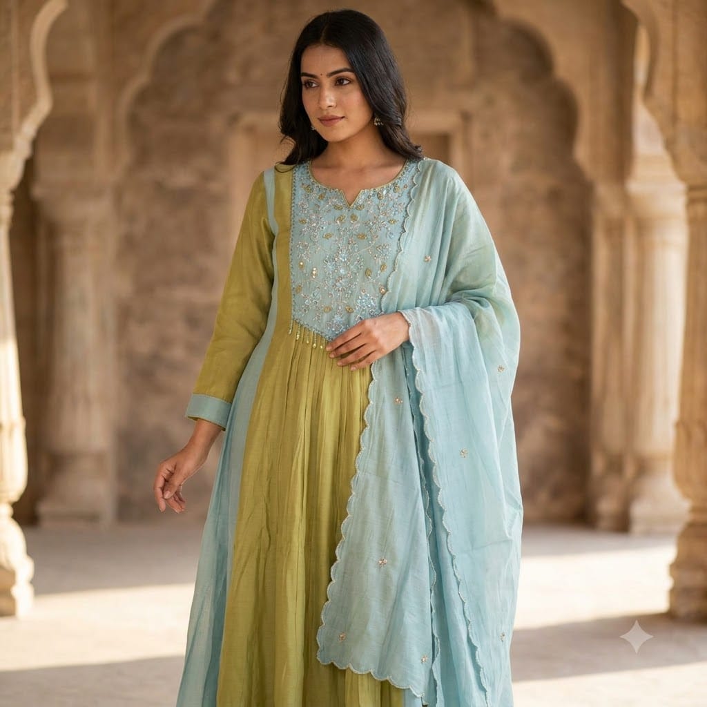 Green Chanderi Silk Salwar | 11510
