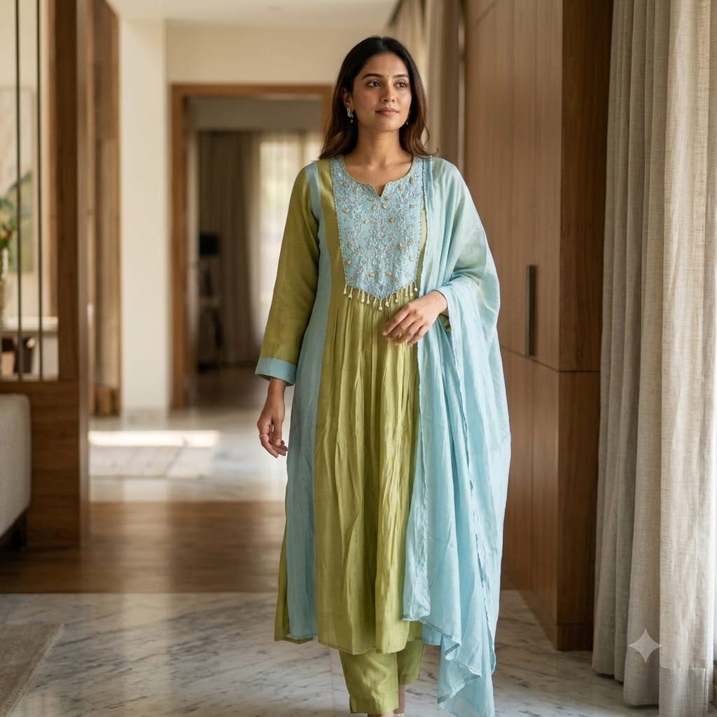 Green Chanderi Silk Salwar | 11510