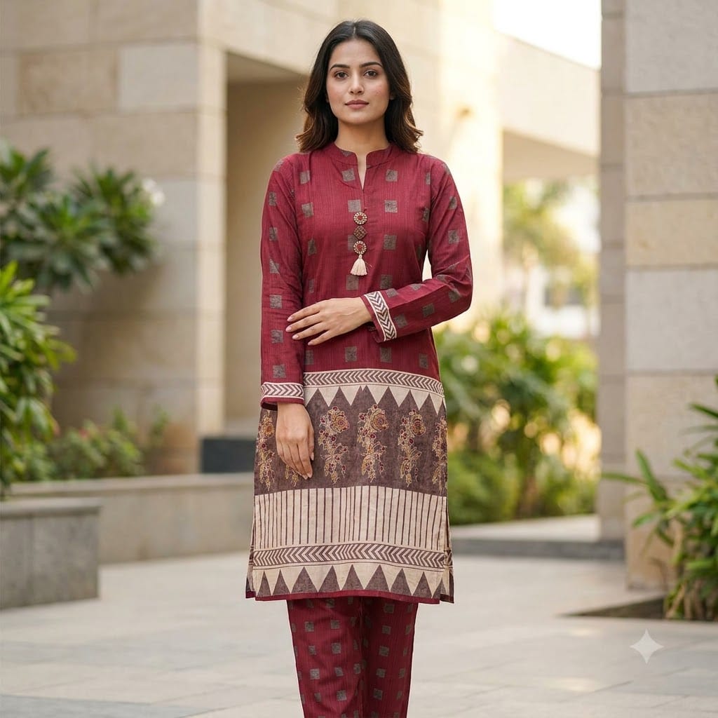 Maroon Gajji Silk Co-ord Set | 11590