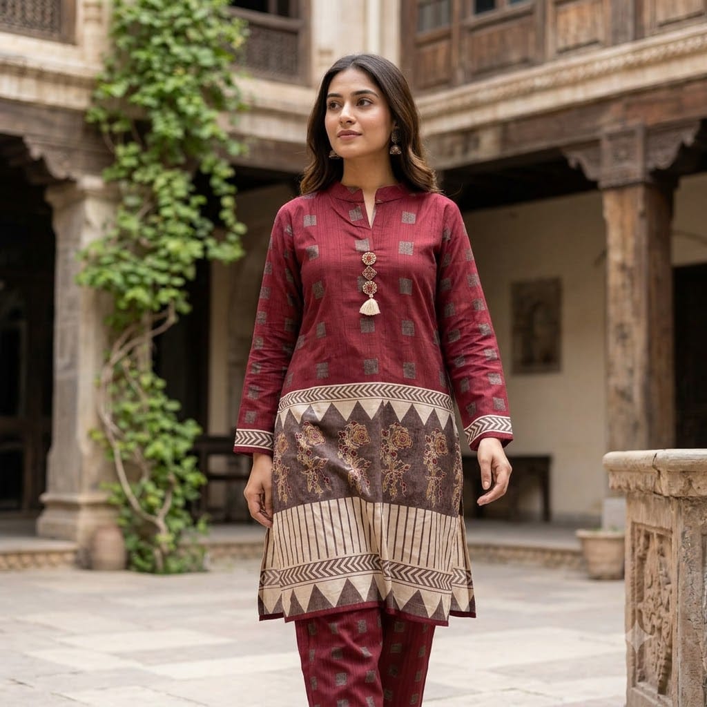 Maroon Gajji Silk Co-ord Set | 11590