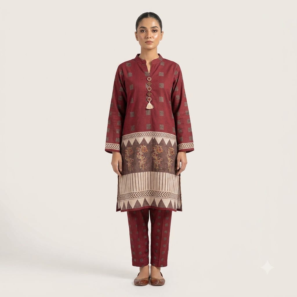 Maroon Gajji Silk Co-ord Set | 11590