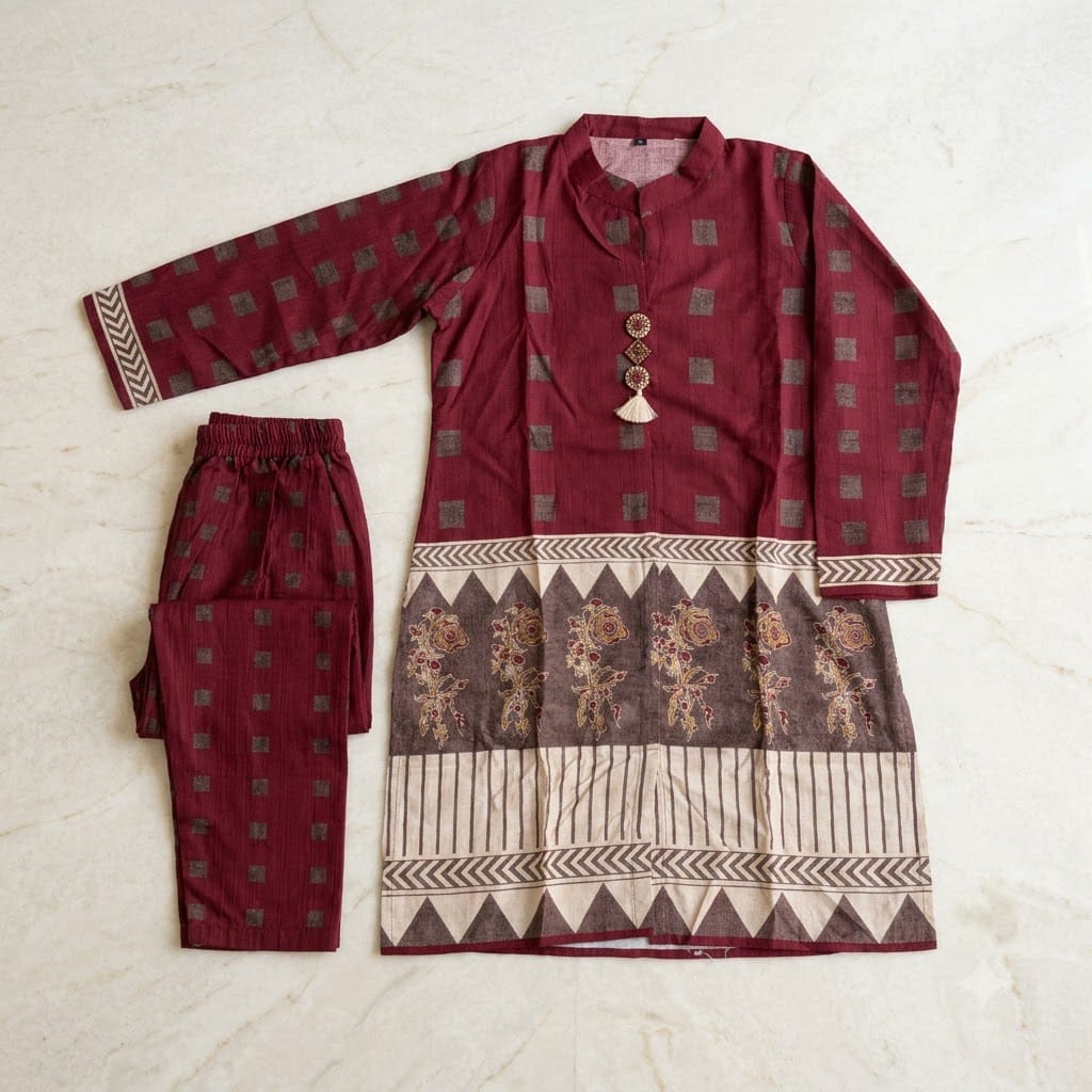 Maroon Gajji Silk Co-ord Set | 11590