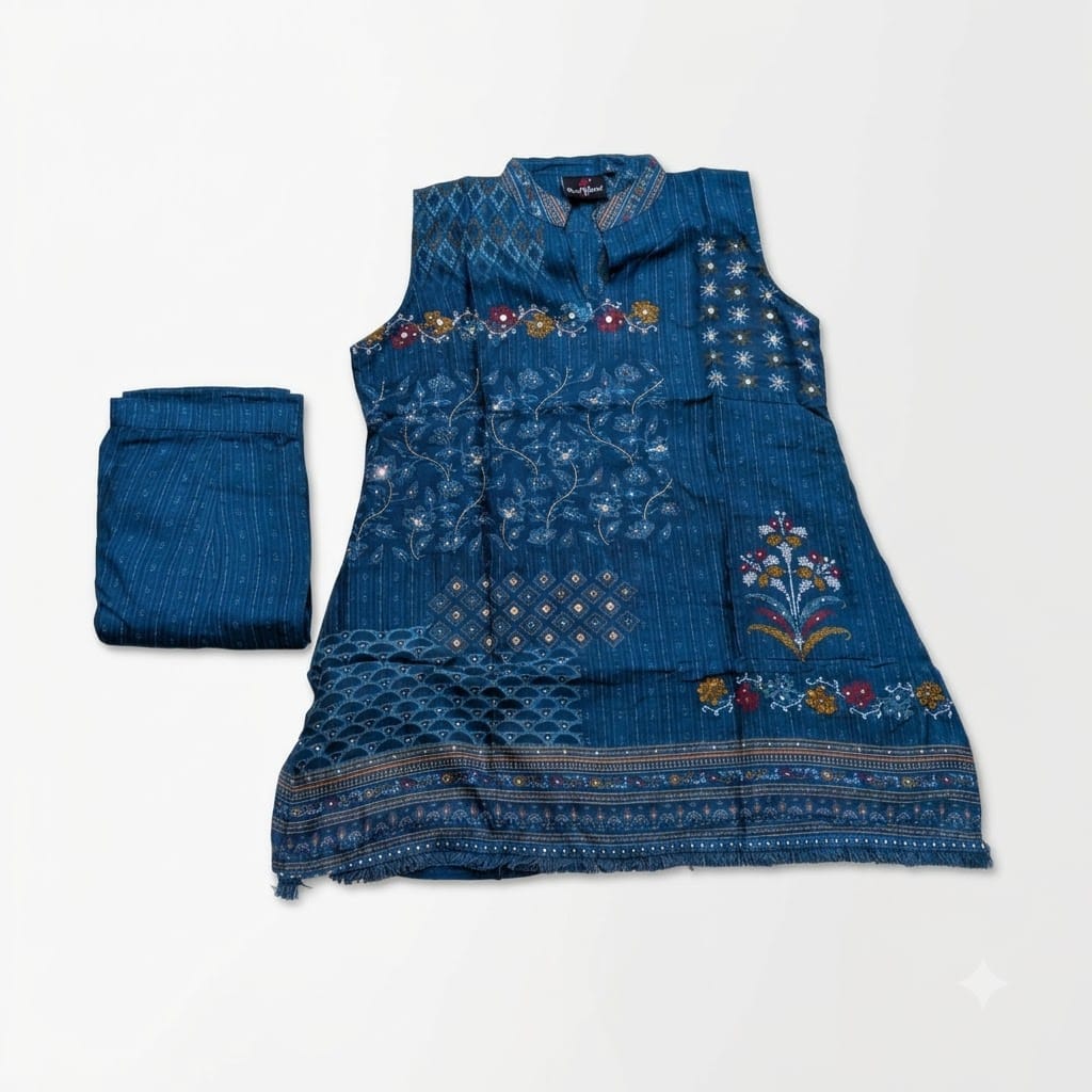 Blue Gajji Silk Co-ord Set | 11593