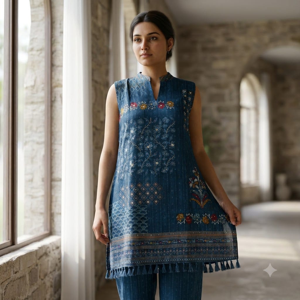 Blue Gajji Silk Co-ord Set | 11593