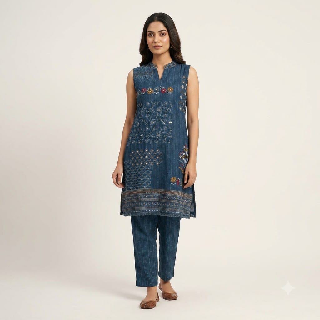 Blue Gajji Silk Co-ord Set | 11593