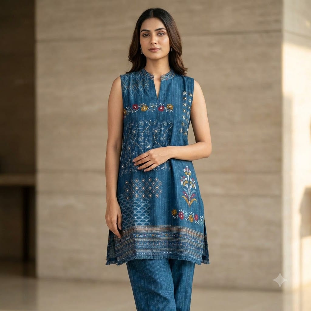 Blue Gajji Silk Co-ord Set | 11593