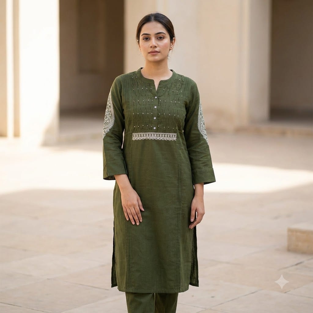 Green Cotton Co-ord Set | 11562