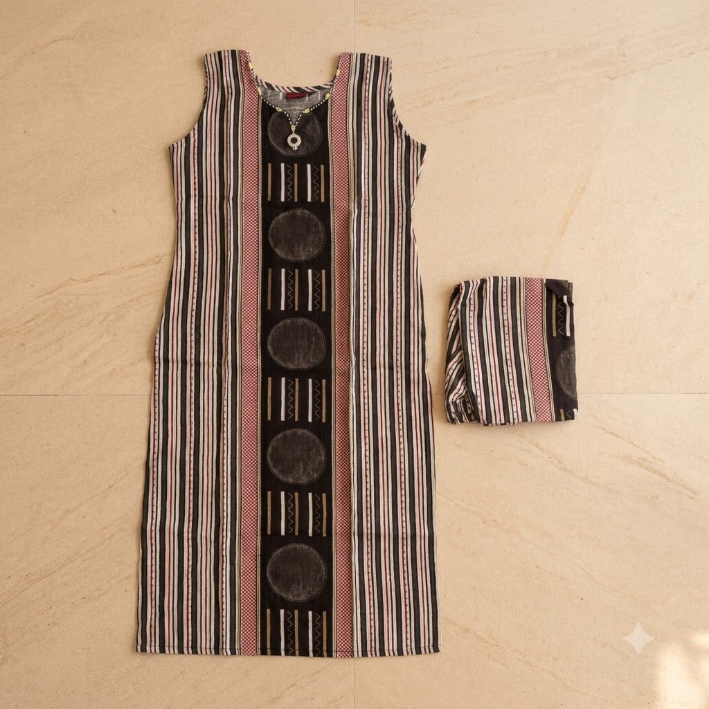 Black Cotton Silk Co-ord Set | 11569
