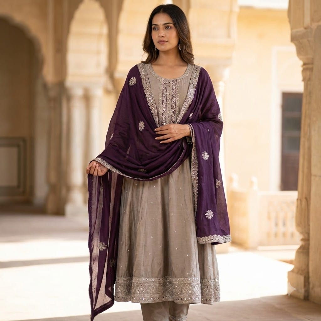 Grey Cotton Silk Salwar | 11564