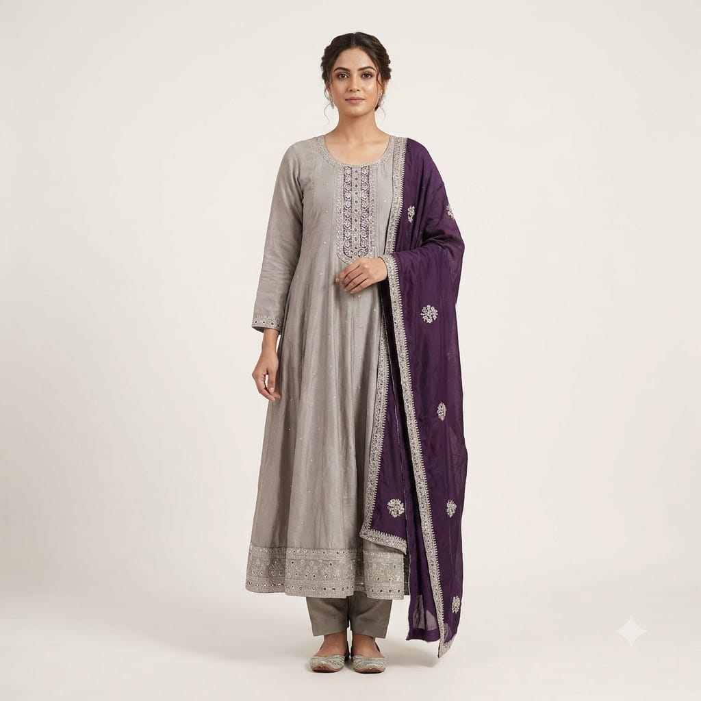 Grey Cotton Silk Salwar | 11564