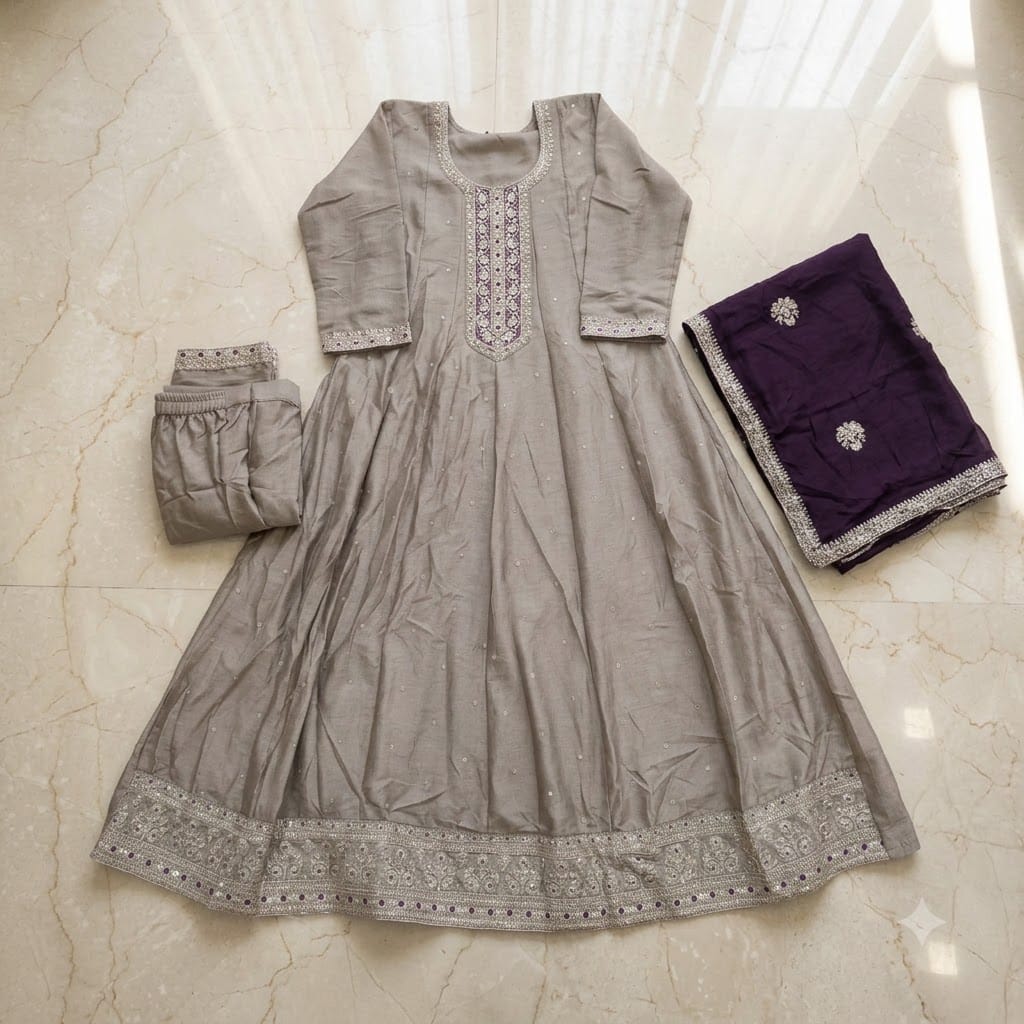 Grey Cotton Silk Salwar | 11564