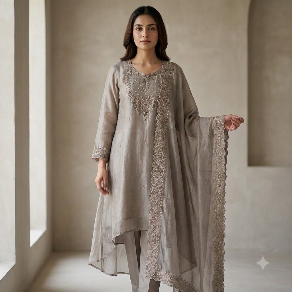 Grey Cotton Silk Salwar | 11594