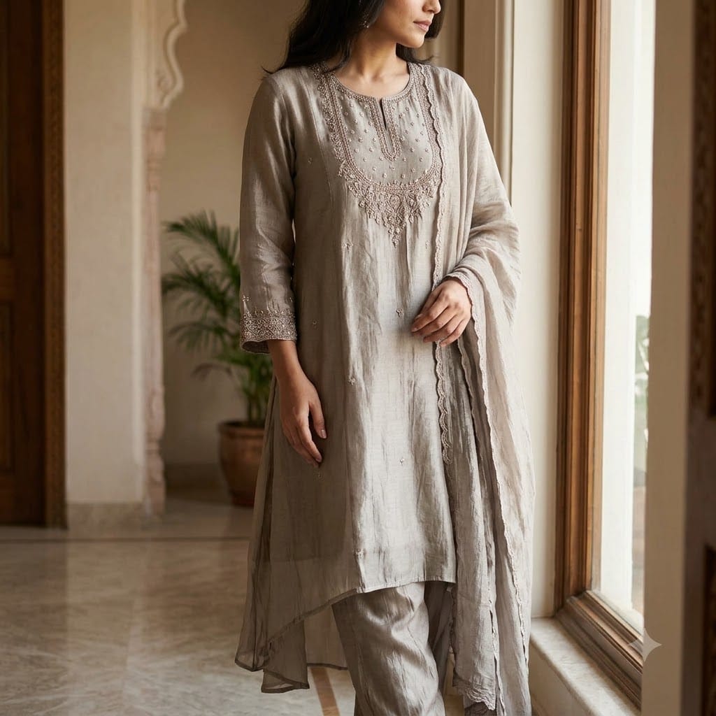 Grey Cotton Silk Salwar | 11594