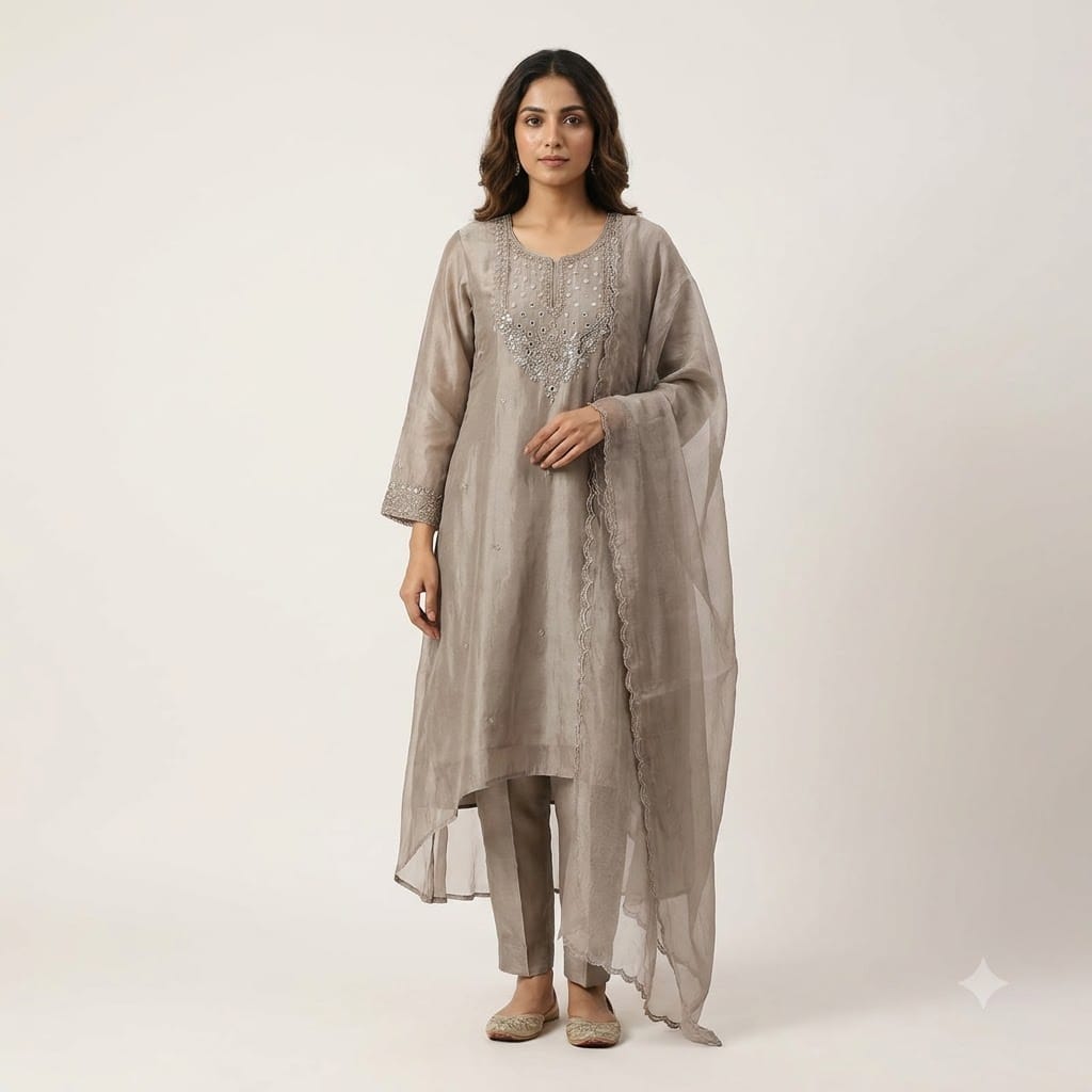 Grey Cotton Silk Salwar | 11594