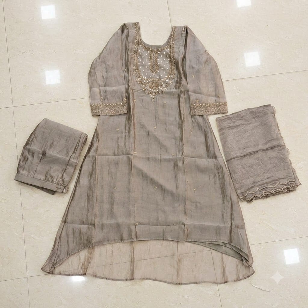 Grey Cotton Silk Salwar | 11594