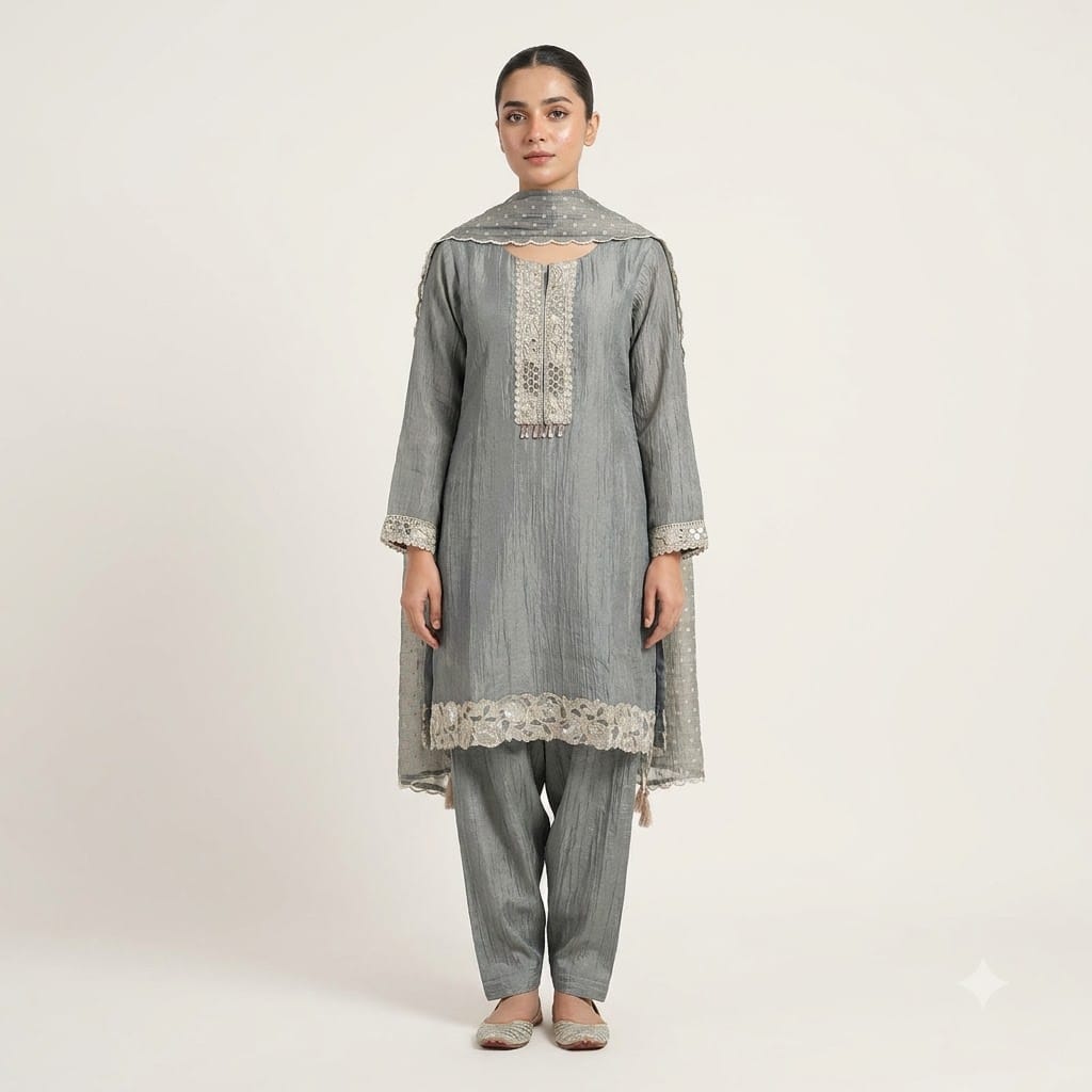 Grey Cotton Silk Salwar | 11595