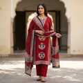 Red Cotton Silk Salwar | 11567