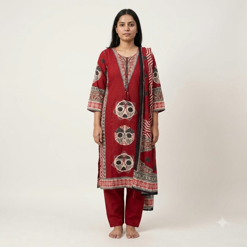 Red Cotton Silk Salwar | 11567