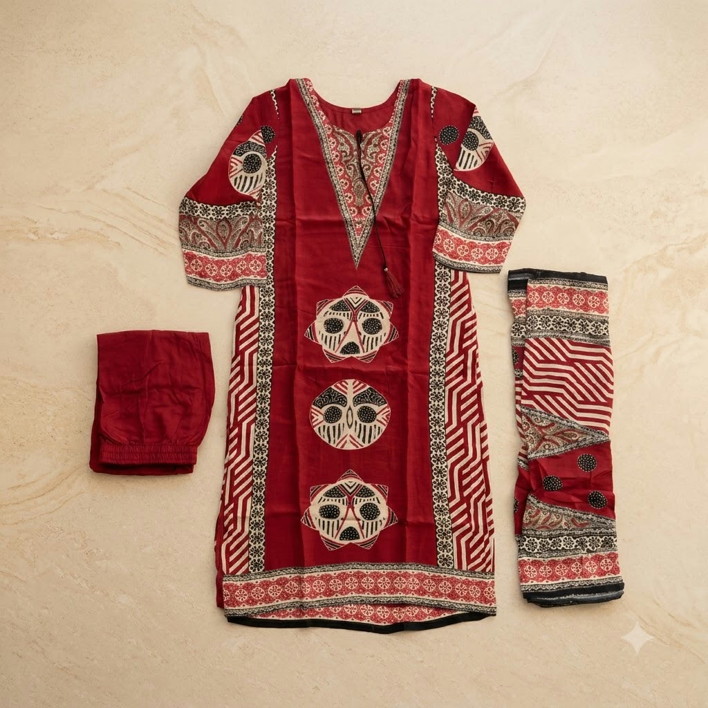 Red Cotton Silk Salwar | 11567