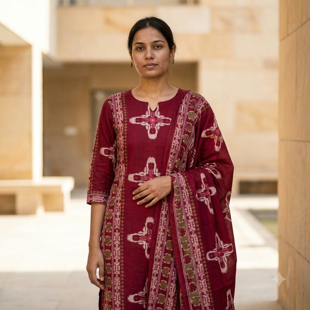 Red Cotton Silk Salwar | 11568