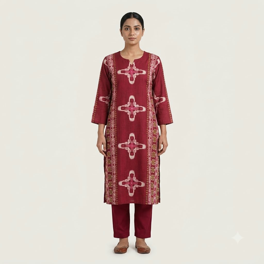 Red Cotton Silk Salwar | 11568