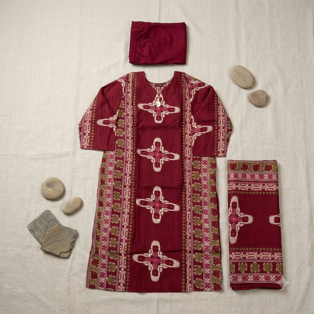 Red Cotton Silk Salwar | 11568