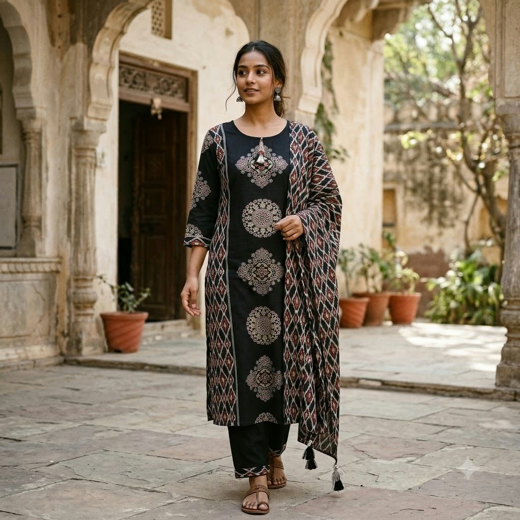 Black Cotton Silk Salwar | 11572