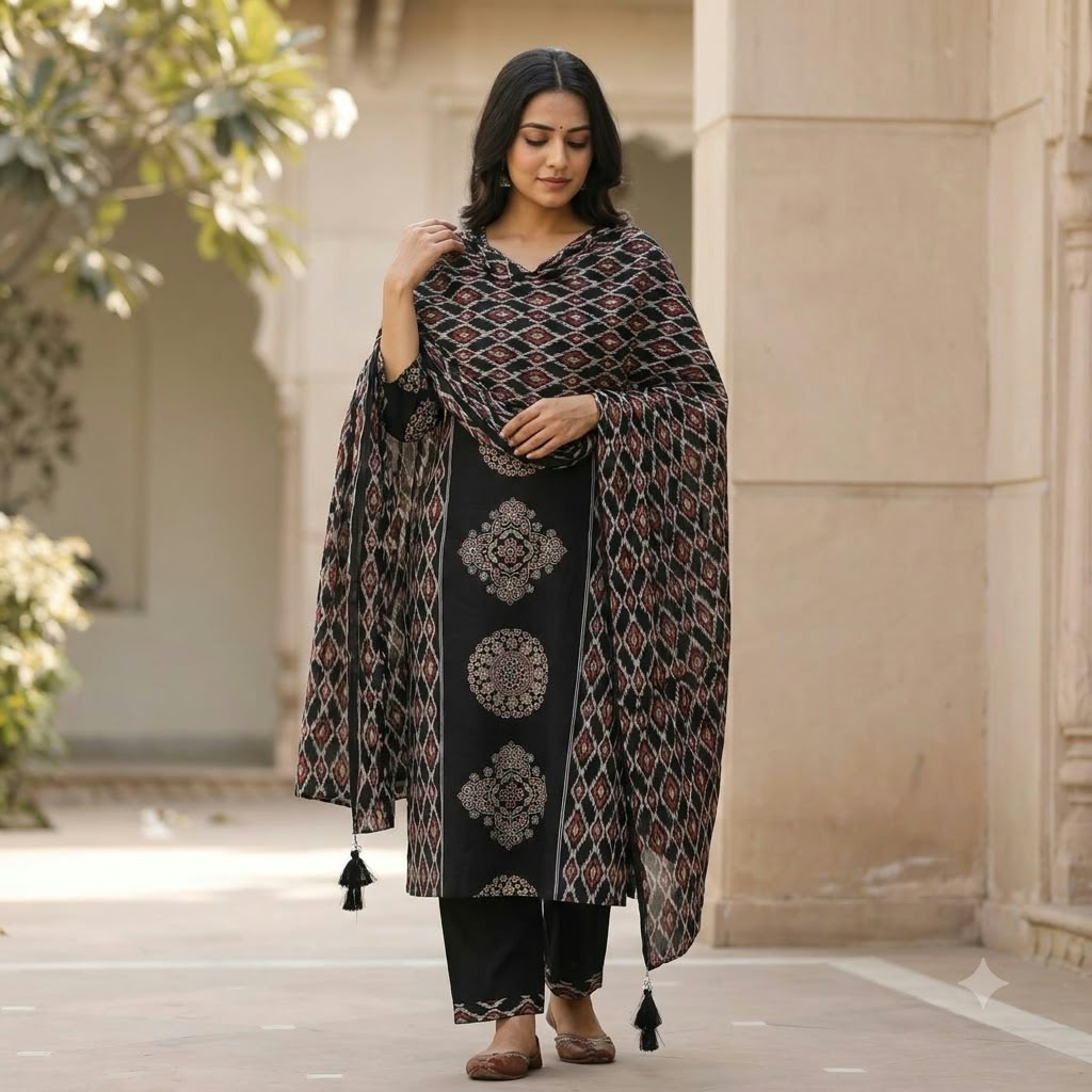 Black Cotton Silk Salwar | 11572